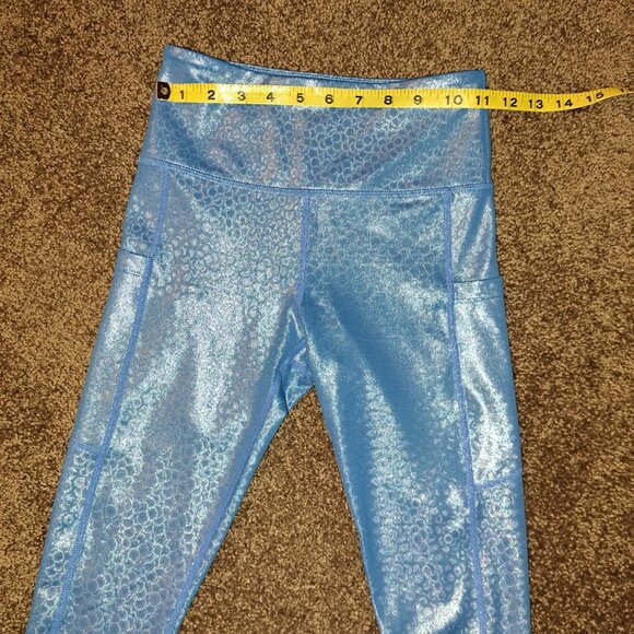 Zyia Active Blue Mermaid Pocket Light n Tight Legging/Capri,Metallic,Size 2 - Picture 6 of 10